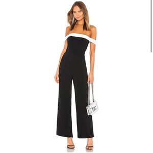 Superdown Black and White Off the Shoulder Jumpsuit, Size Small, Never Worn